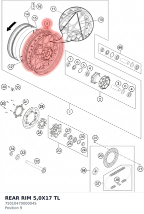 Diagram preview: REAR RIM 5,0X17 TL (7501047000004S)