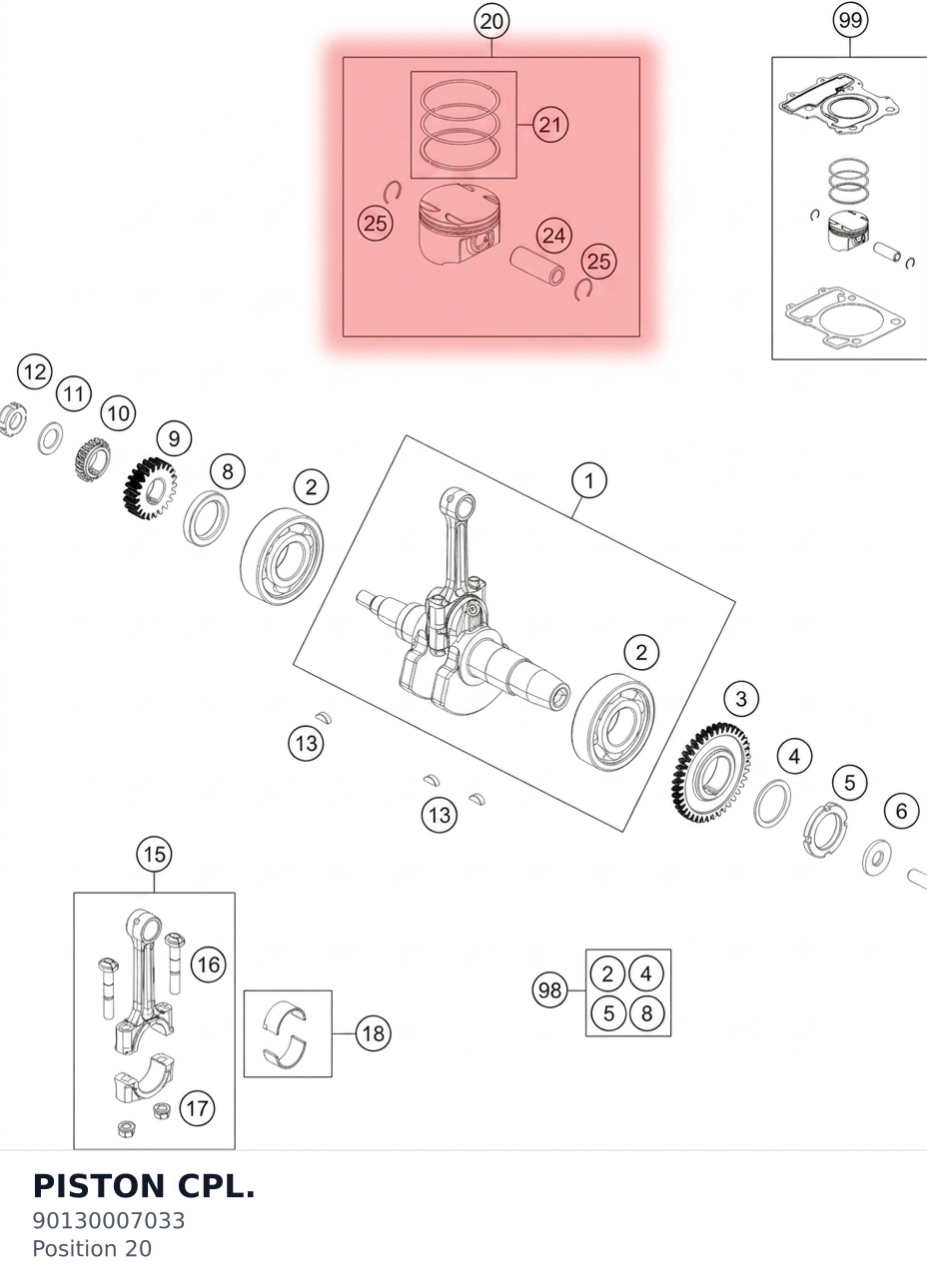 Diagram preview: PISTON CPL. (90130007033)