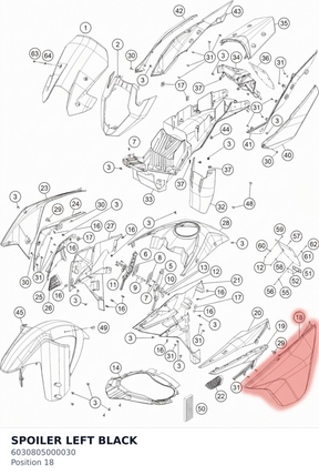 Diagram preview: SPOILER LEFT BLACK (6030805000030)