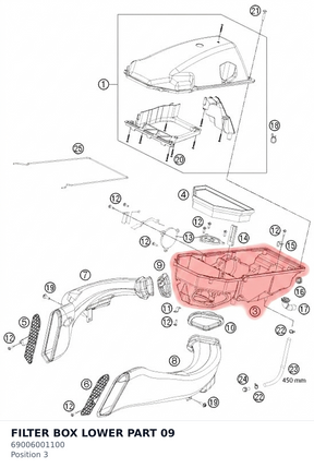 Diagram preview: FILTER BOX LOWER PART 09 (69006001100)