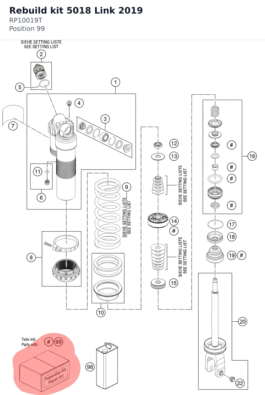 Diagram preview: Rebuild kit 5018 Link 2019 (RP10019T)