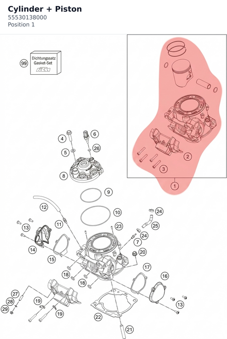 Diagram preview: Cylinder + Piston (55530138000)
