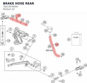 Diagram preview: BRAKE HOSE REAR (76213070000)