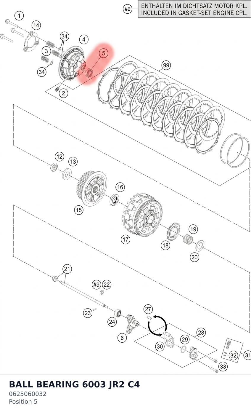 Diagram preview: BALL BEARING 6003 JR2 C4 (0625060032)