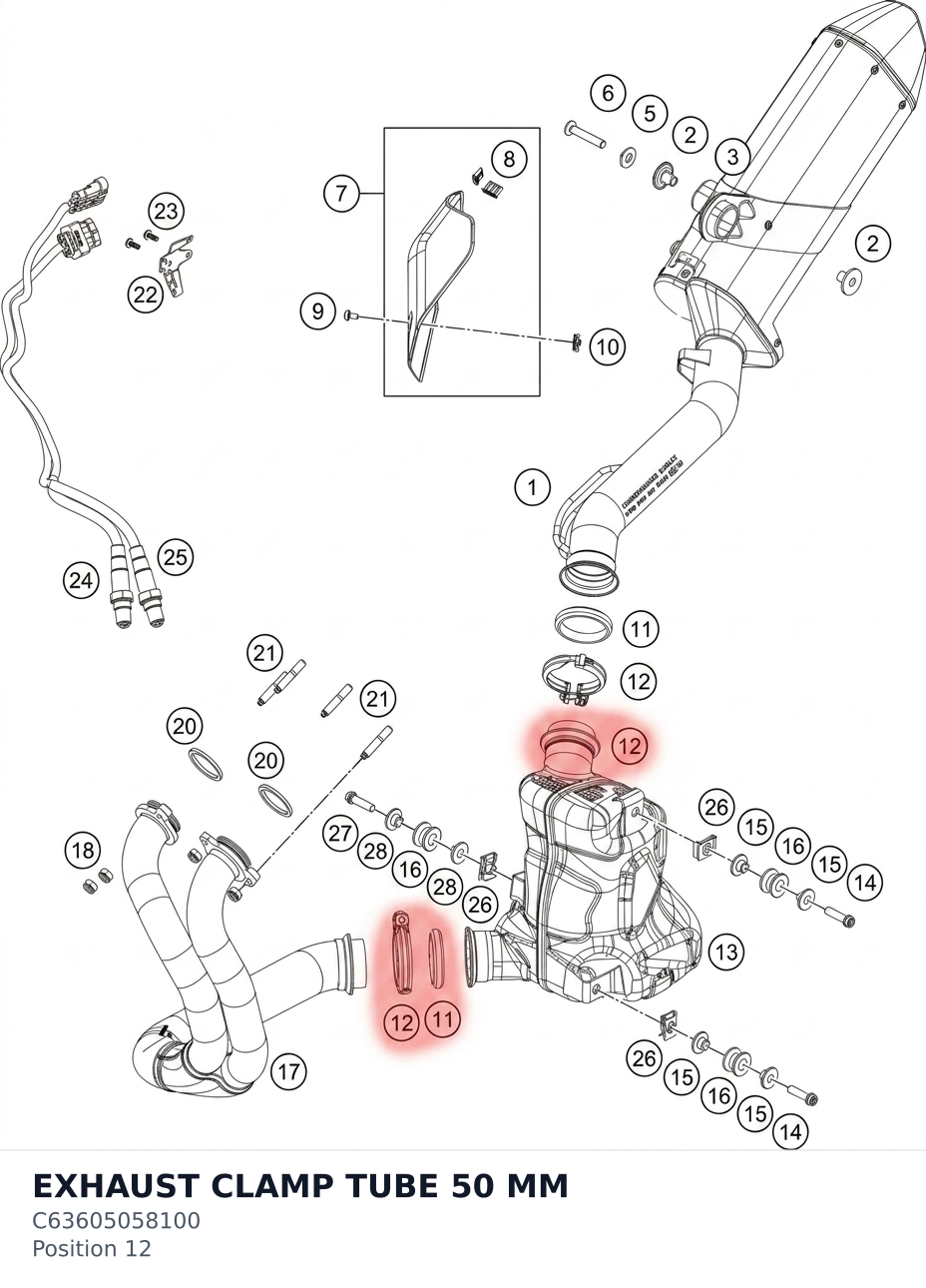 Diagram preview: EXHAUST CLAMP TUBE 50 MM (C63605058100)