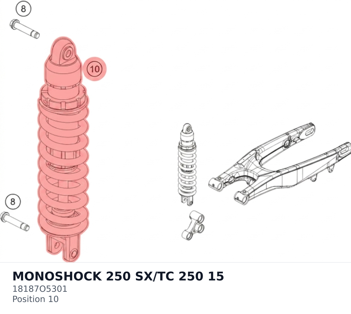 Diagram preview: MONOSHOCK 250 SX/TC 250     15 (18187O5301)