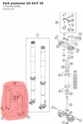 Diagram preview: Fork protector kit SX-F 20 (77701094100EBJ)