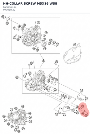 Diagram preview: HH-COLLAR SCREW M5X16 WS8 (J025050163)
