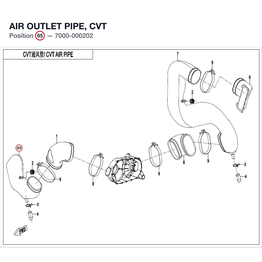 AIR OUTLET PIPE, CVT product image