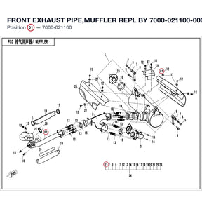 FRONT EXHAUST PIPE,MUFFLER REPL BY 7000-021100-00001 product image