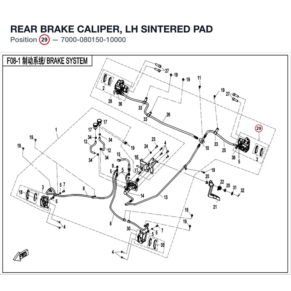 REAR BRAKE CALIPER, LH product image