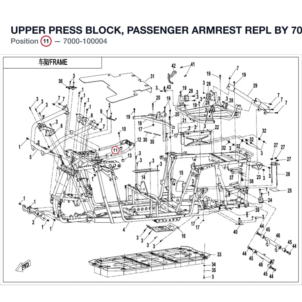 UPPER PRESS BLOCK, PASSENGER ARMREST REPL BY 7000-100004-10000 product image