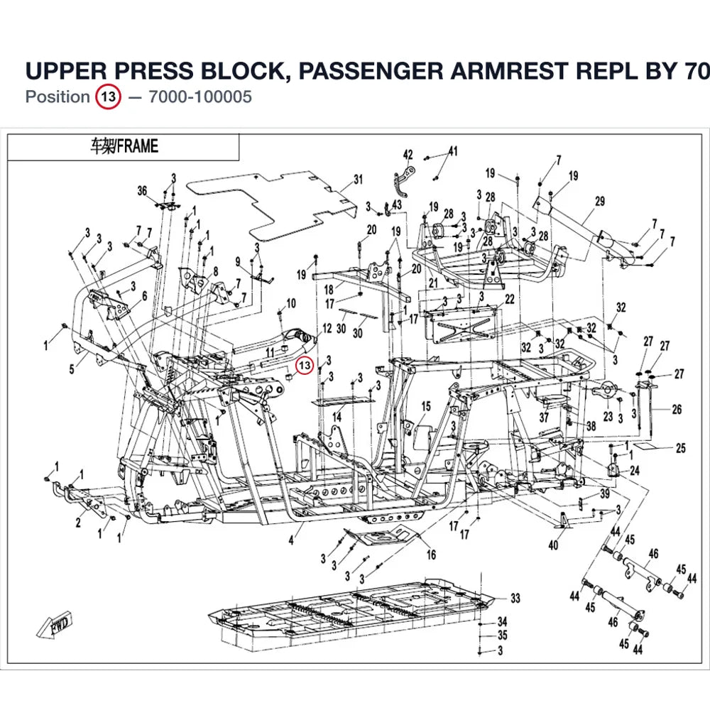 UPPER PRESS BLOCK, PASSENGER ARMREST REPL BY 7000-100004-10000 product image