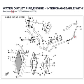 WATER OUTLET PIPE,ENGINE - INTERCHANGEABLE WITH  7000-180001 product image