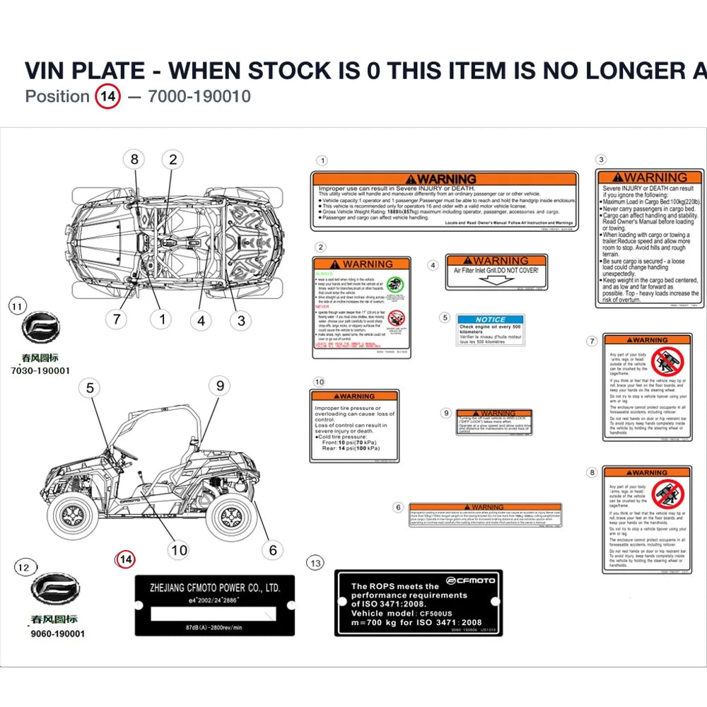 VIN PLATE - WHEN STOCK IS 0 THIS ITEM IS NO LONGER AVAILABLE product image