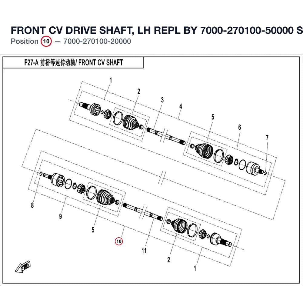 FRONT CV DRIVE SHAFT, LH REPL BY 7000-270100-50000 product image