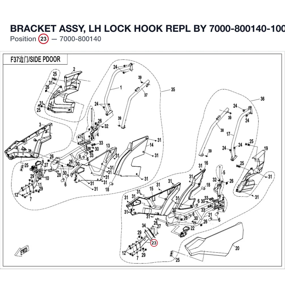 BRACKET ASSY, LH LOCK HOOK REPL BY 7000-800140-10001 product image