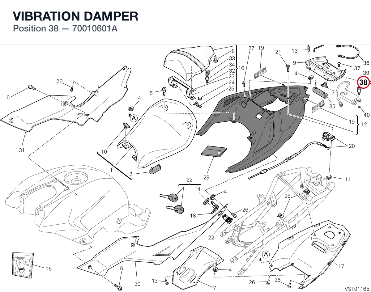 VIBRATION DAMPER 70010601A diagram position