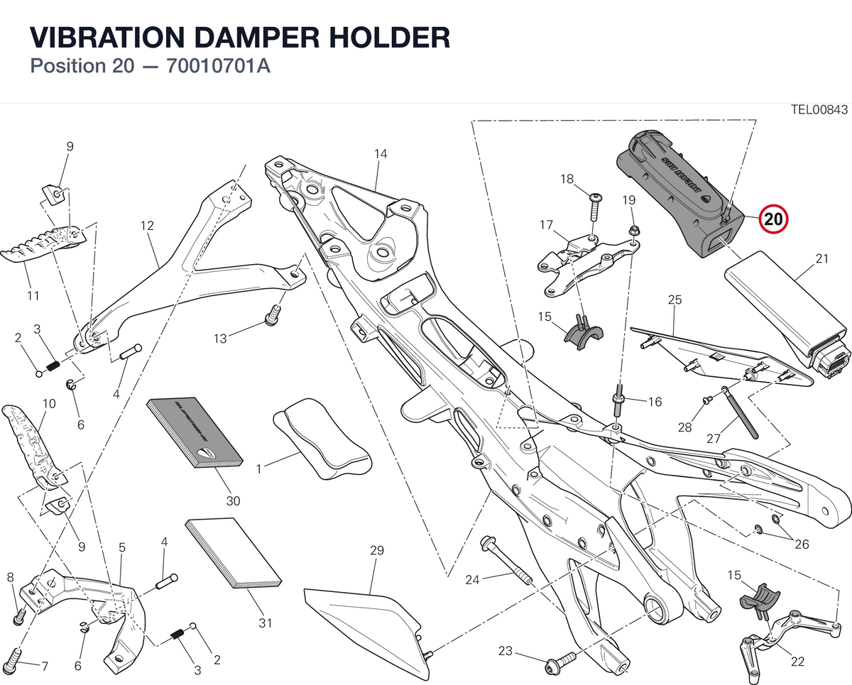 VIBRATION DAMPER HOLDER 70010701A diagram position