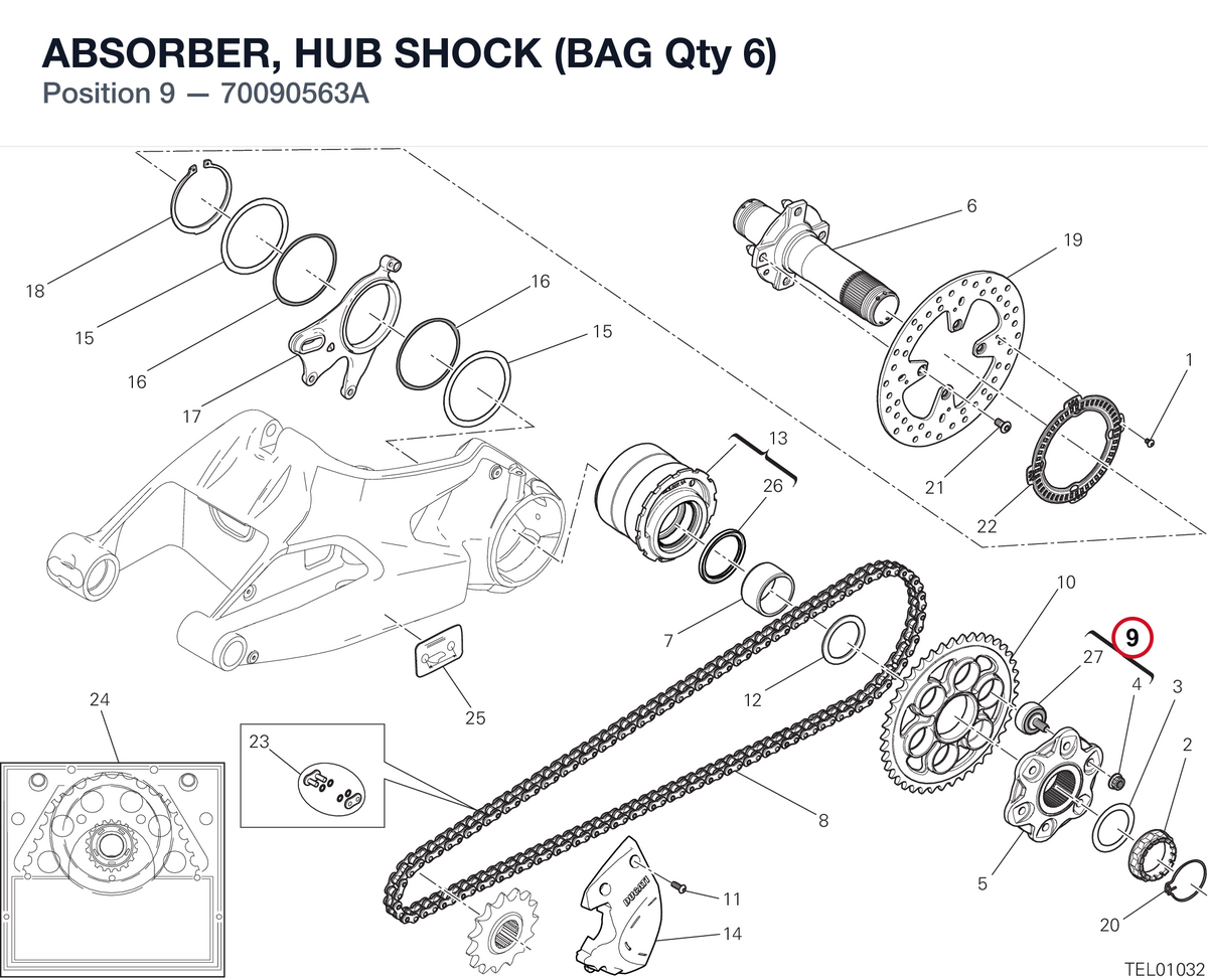 ABSORBER, HUB SHOCK (BAG Qty 6)  70090563A diagram position