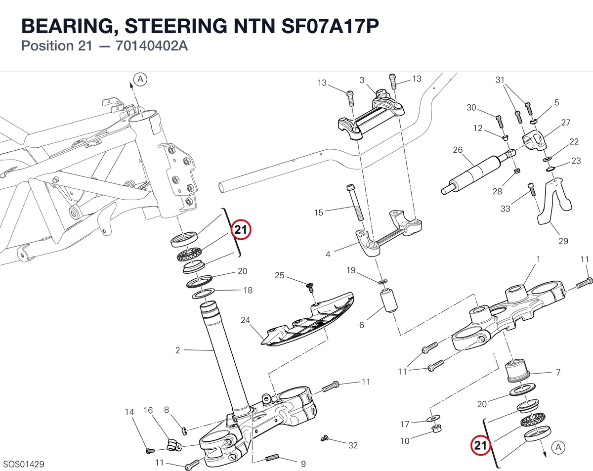 BEARING, STEERING NTN SF07A17P 70140402A diagram position