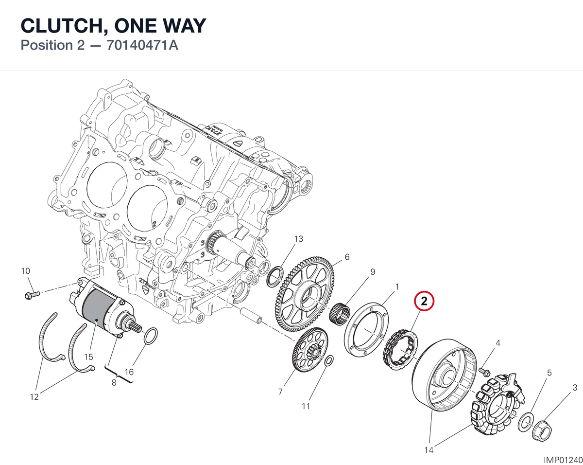 CLUTCH, ONE WAY 70140471A diagram position