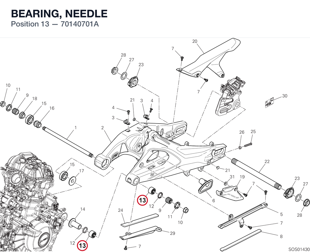 BEARING, NEEDLE 70140701A diagram position