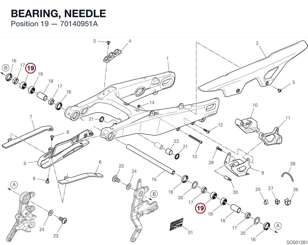 BEARING, NEEDLE 70140951A diagram position