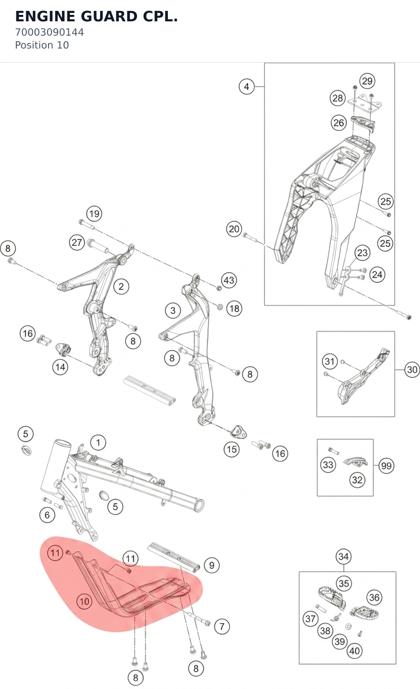 Diagram preview: ENGINE GUARD CPL. (70003090144)