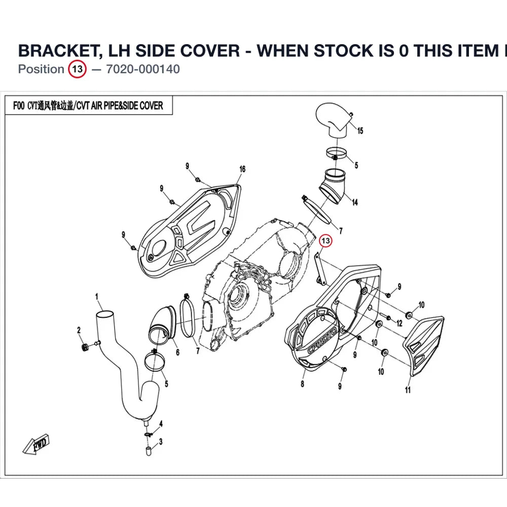BRACKET, LH SIDE COVER - WHEN STOCK IS 0 THIS ITEM IS NO LONGER AVAILABLE product image