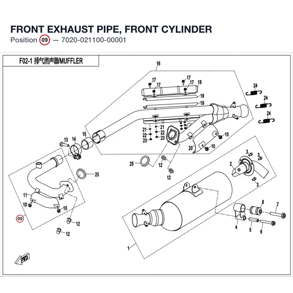 FRONT EXHAUST PIPE, FRONT CYLINDER product image