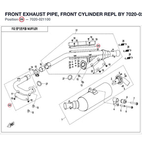 FRONT EXHAUST PIPE, FRONT CYLINDER REPL BY 7020-021100-00001 product image