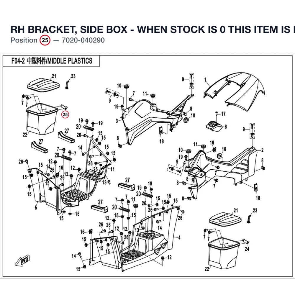 RH BRACKET, SIDE BOX - WHEN STOCK IS 0 THIS ITEM IS NO LONGER AVAILABLE product image