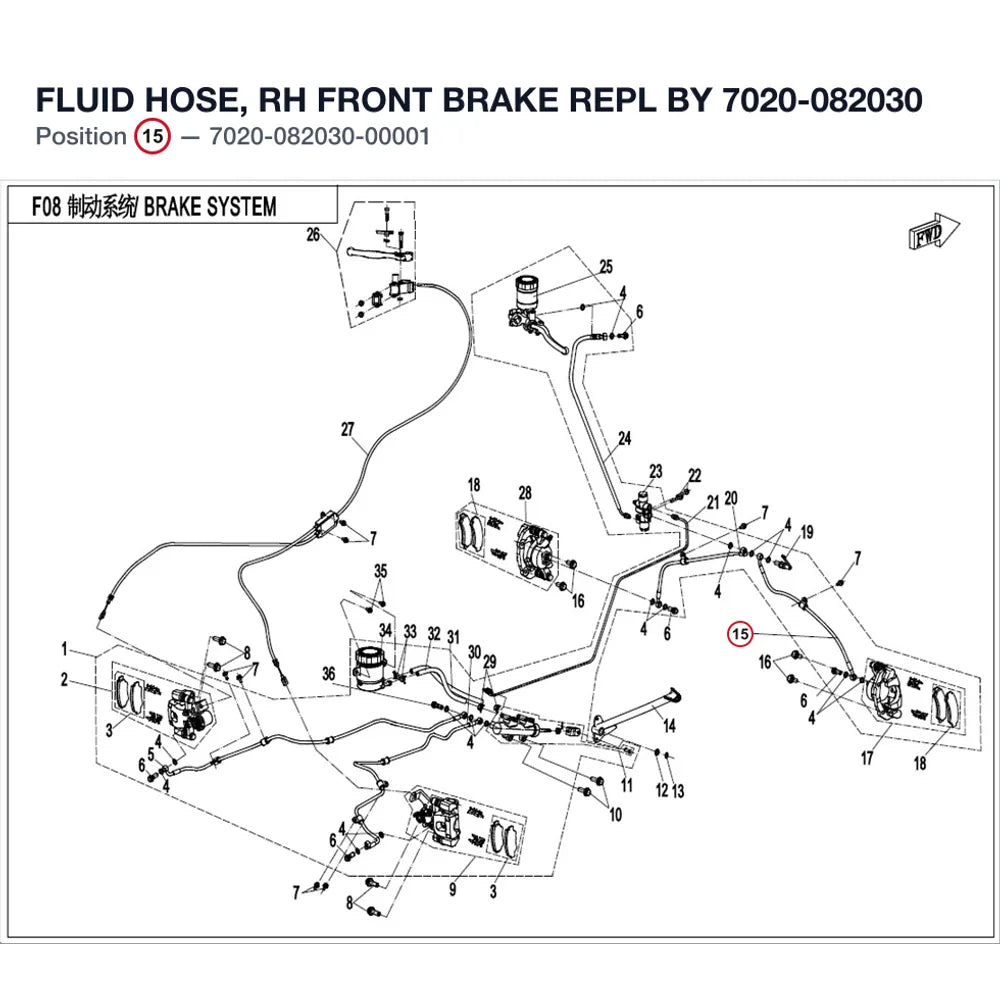 FLUID HOSE, RH FRONT BRAKE REPL BY 7020-082030 product image