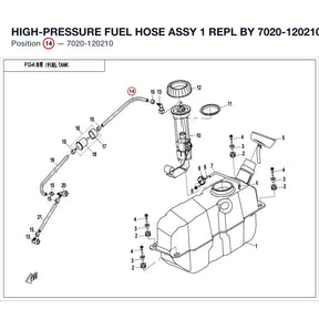 HIGH-PRESSURE FUEL HOSE ASSY 1 REPL BY 7020-120210-2000 product image
