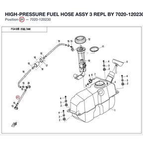 HIGH-PRESSURE FUEL HOSE ASSY 3 REPL BY 7020-120230-1000 product image