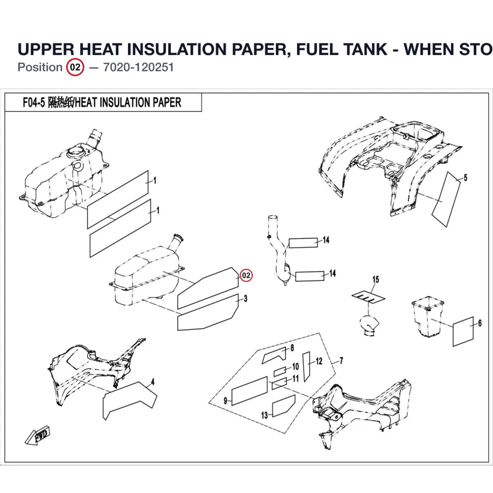 UPPER HEAT INSULATION PAPER, FUEL TANK - WHEN STOCK IS 0 THIS ITEM IS NO LONGER AVAILABLE product image