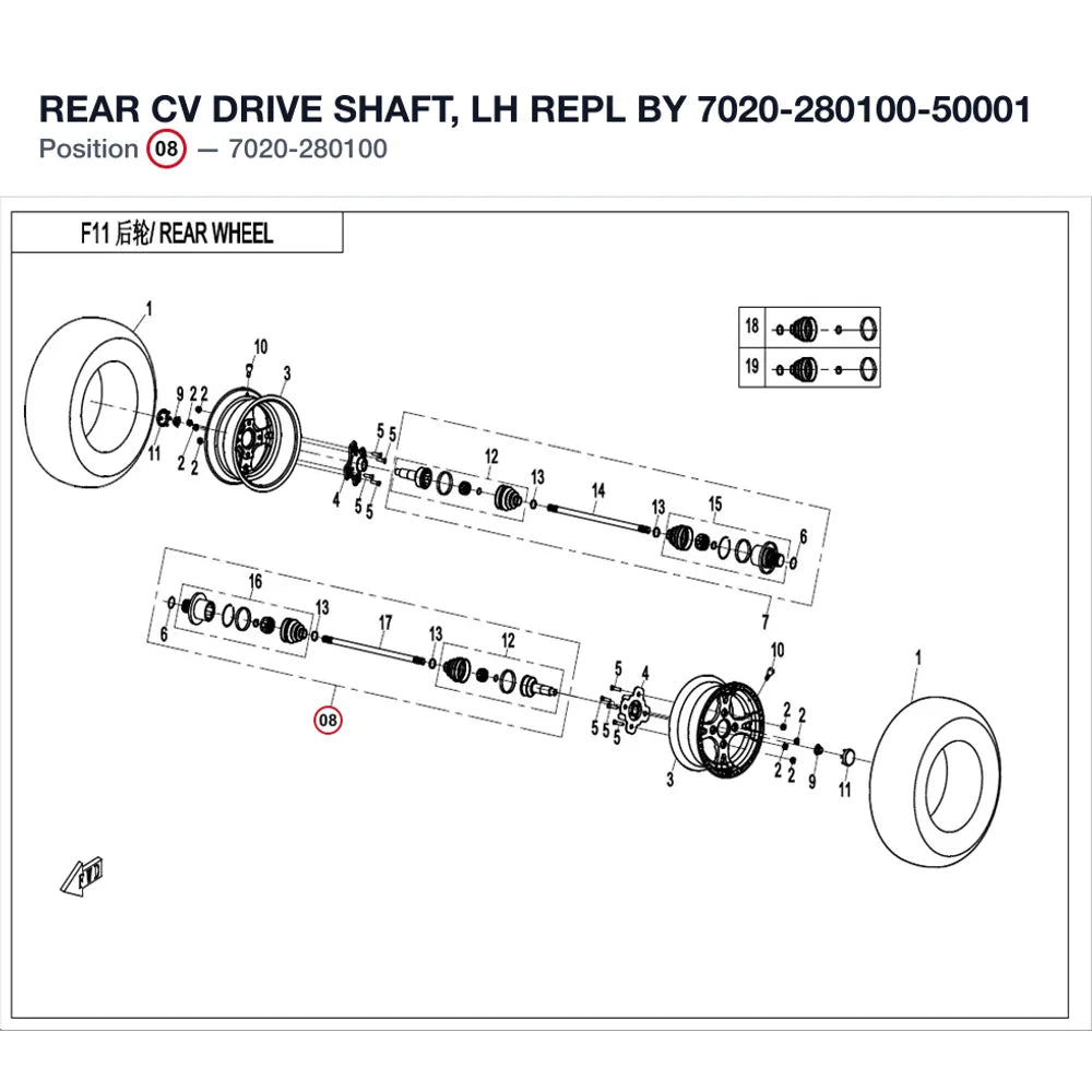 REAR CV DRIVE SHAFT, LH REPL BY 7020-280100-50001 product image