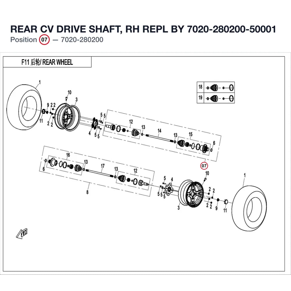 REAR CV DRIVE SHAFT, RH REPL BY 7020-280200-50001 product image