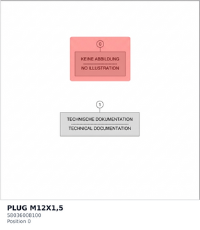 Diagram preview: PLUG M12X1,5 (58036008100)