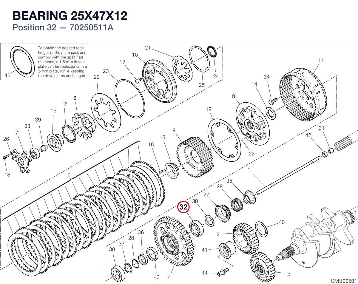 BEARING 25X47X12 70250511A diagram position