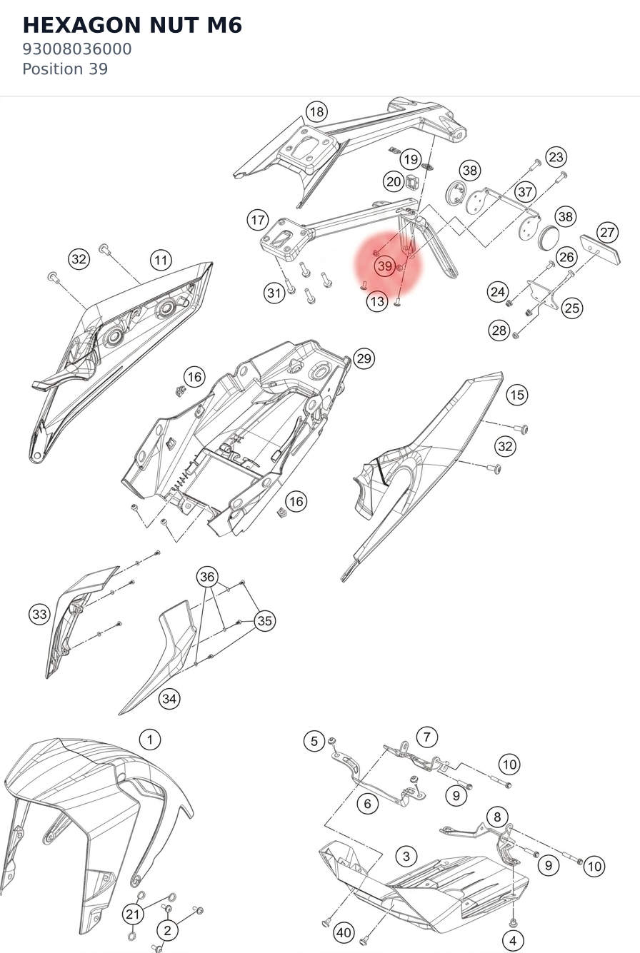 Diagram preview: HEXAGON NUT M6 (93008036000)
