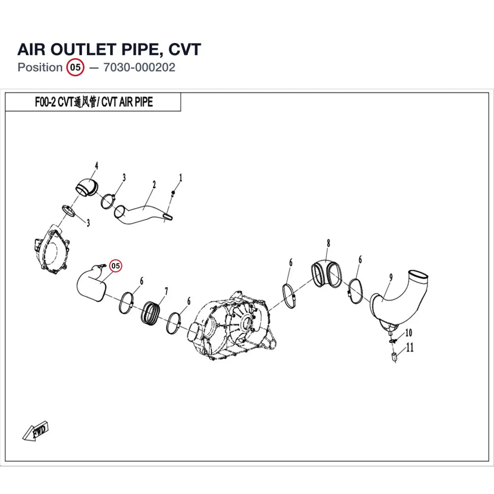 AIR OUTLET PIPE, CVT product image