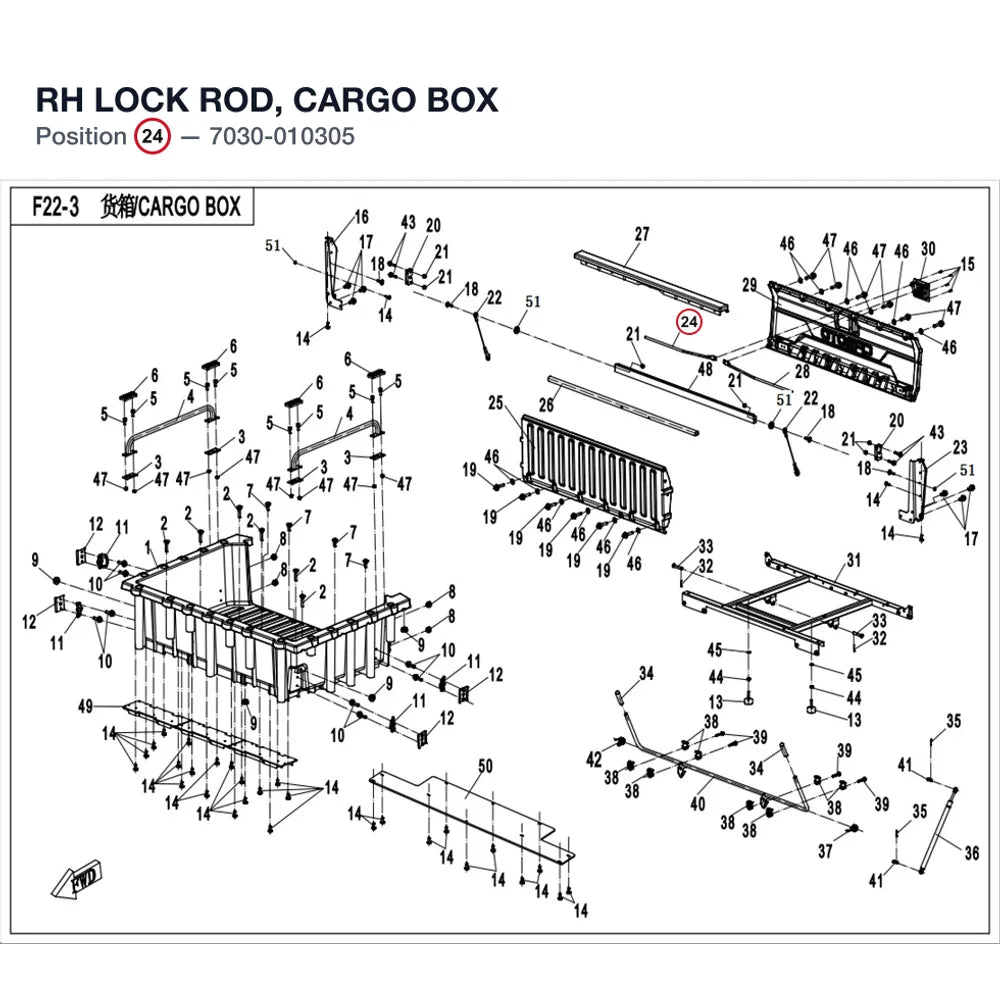 RH LOCK ROD, CARGO BOX product image