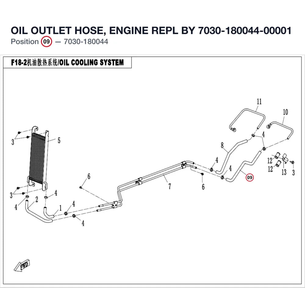 OIL OUTLET HOSE, ENGINE REPL BY 7030-180044-00001 product image