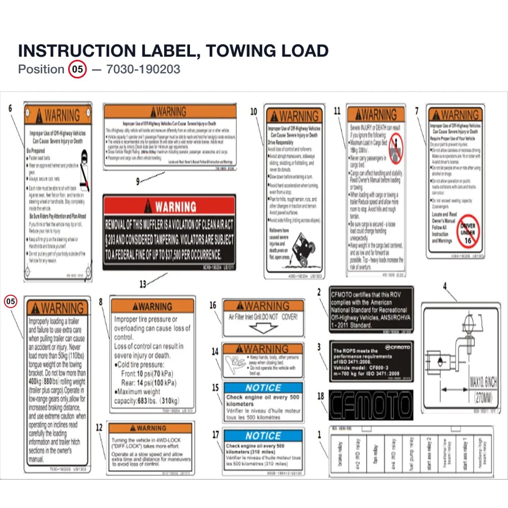 INSTRUCTION LABEL, TOWING LOAD product image