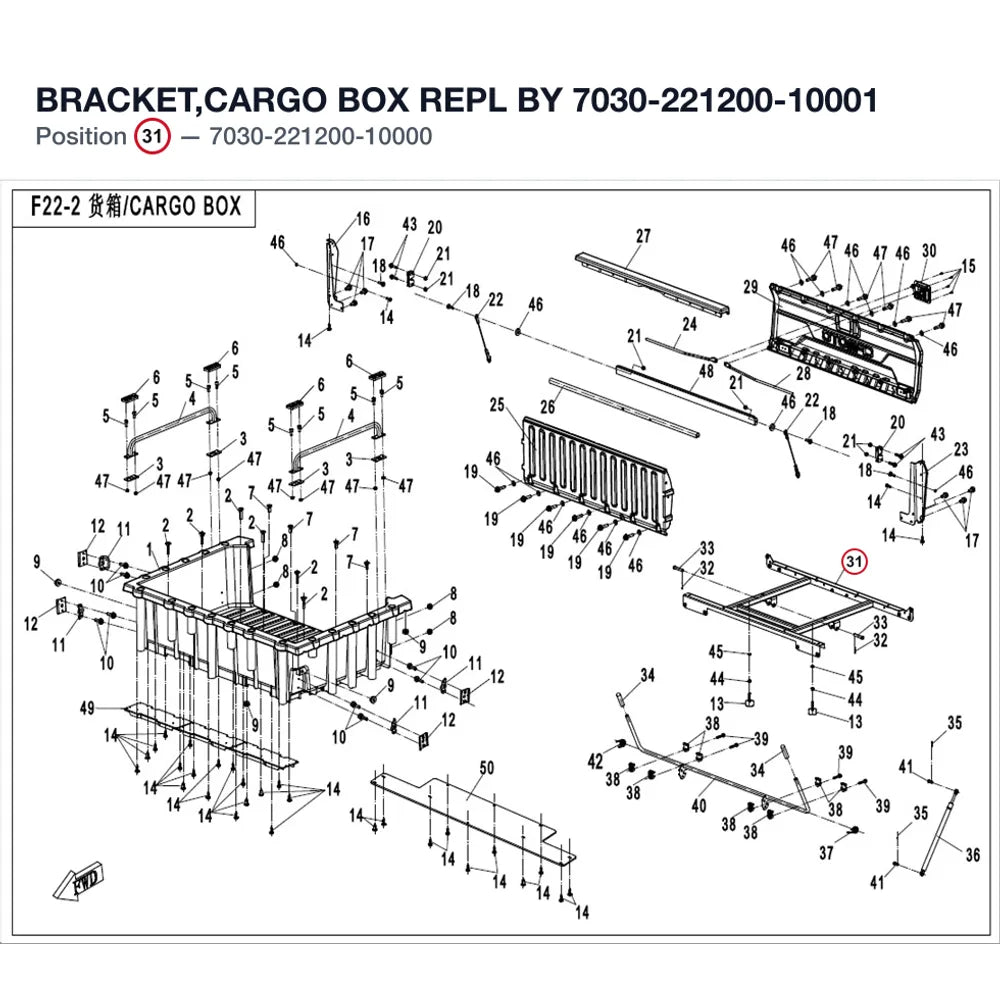 BRACKET,CARGO BOX REPL BY 7030-221200-10001 product image