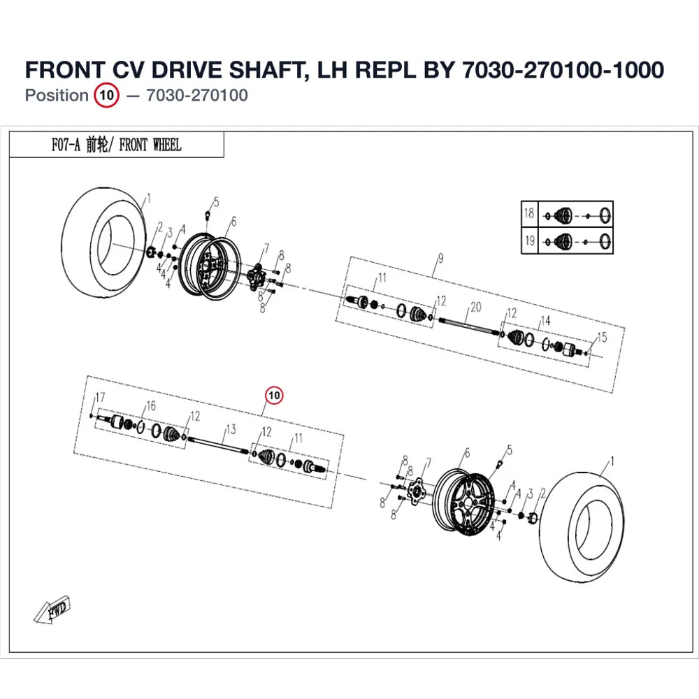 FRONT CV DRIVE SHAFT, LH REPL BY 7030-270100-1000 product image