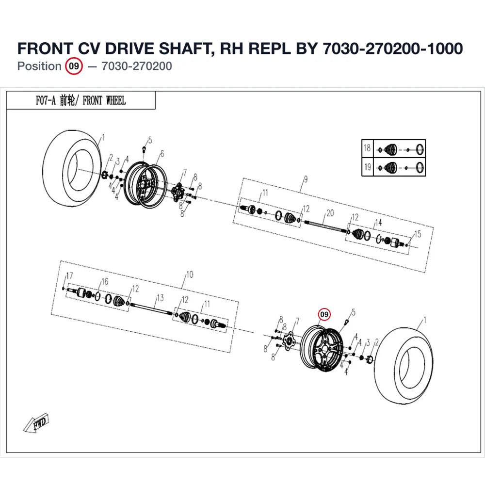FRONT CV DRIVE SHAFT, RH REPL BY 7030-270200-1000 product image