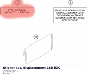 Diagram preview: Sticker set, displacement 150 EXC (79708078041)